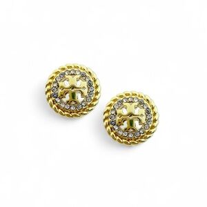 Tory Burch Miller Rope Gold Crystals Stud Earrings.